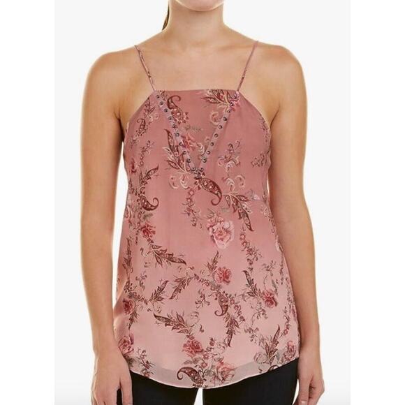 Haute Hippie Tops - HAUTE HIPPIE Top Women’s Size Small No Regrets Cami Silk Pink Blouse Studded